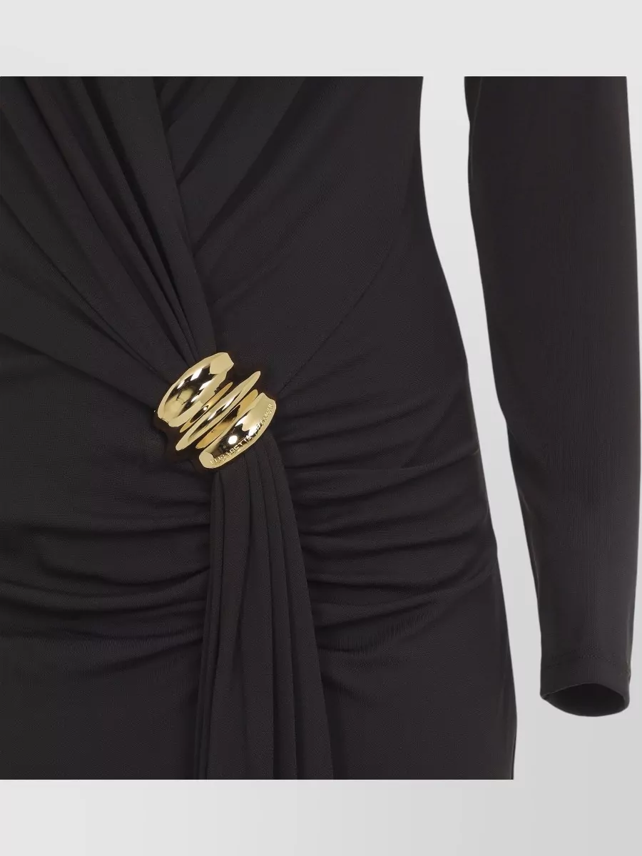 Elisabetta Franchi Jersey Gown Draped V Neckline Maxi