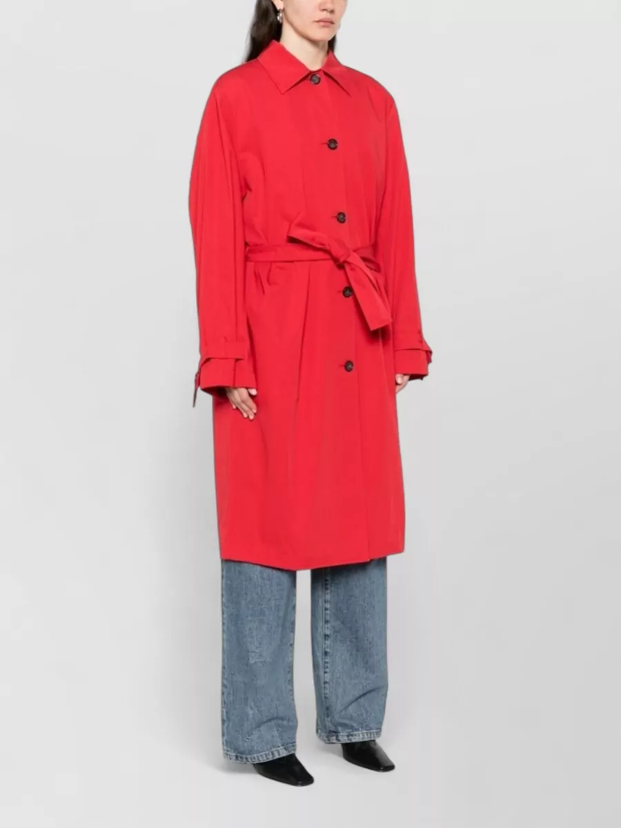Totême Long Cotton Trench Coat Belted Waist