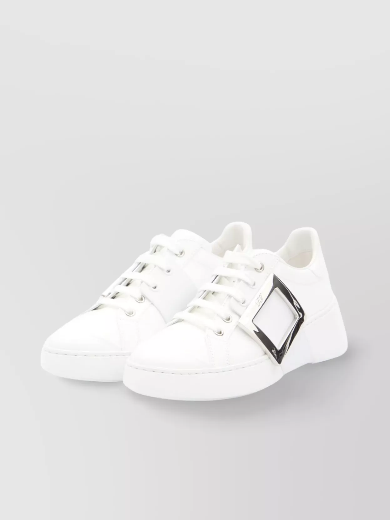 Roger Vivier Leather Skate Sneakers Square Buckle