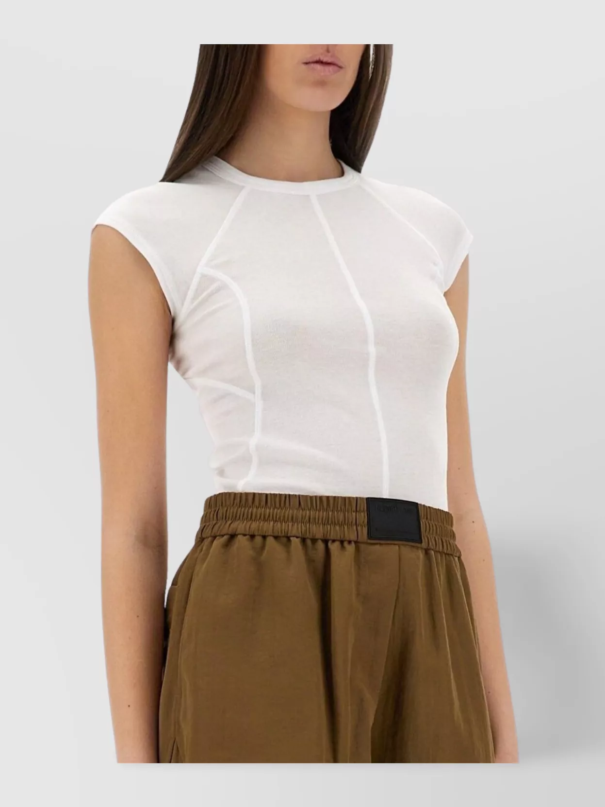 Helmut Lang Slim Fit Sheer Cap Sleeve T-Shirt