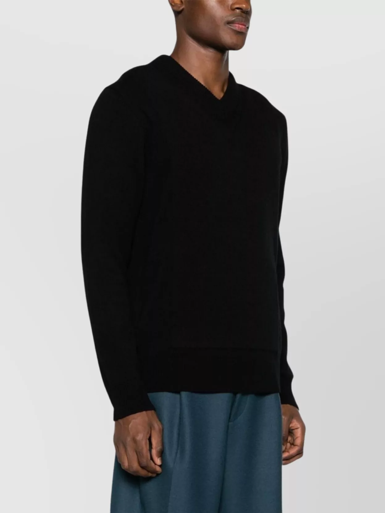 Jil Sander Wool Blend V-neck Sweater In Black