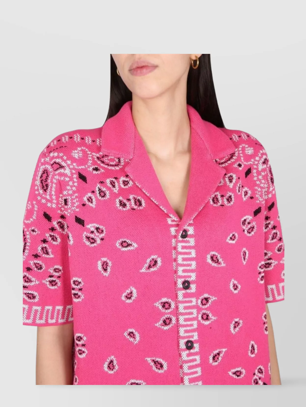Alanui Knit Bandana Print Short Sleeve Top