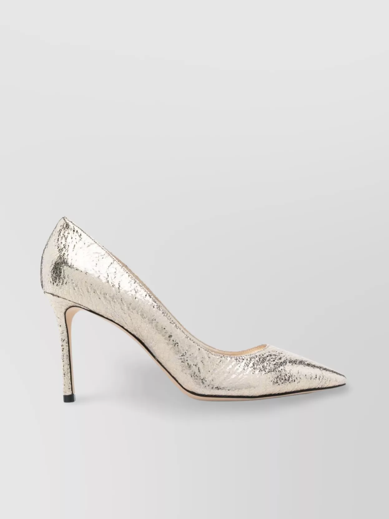 Shop Jimmy Choo Pointed Toe Cracked Leather Pumps 85 In Grey