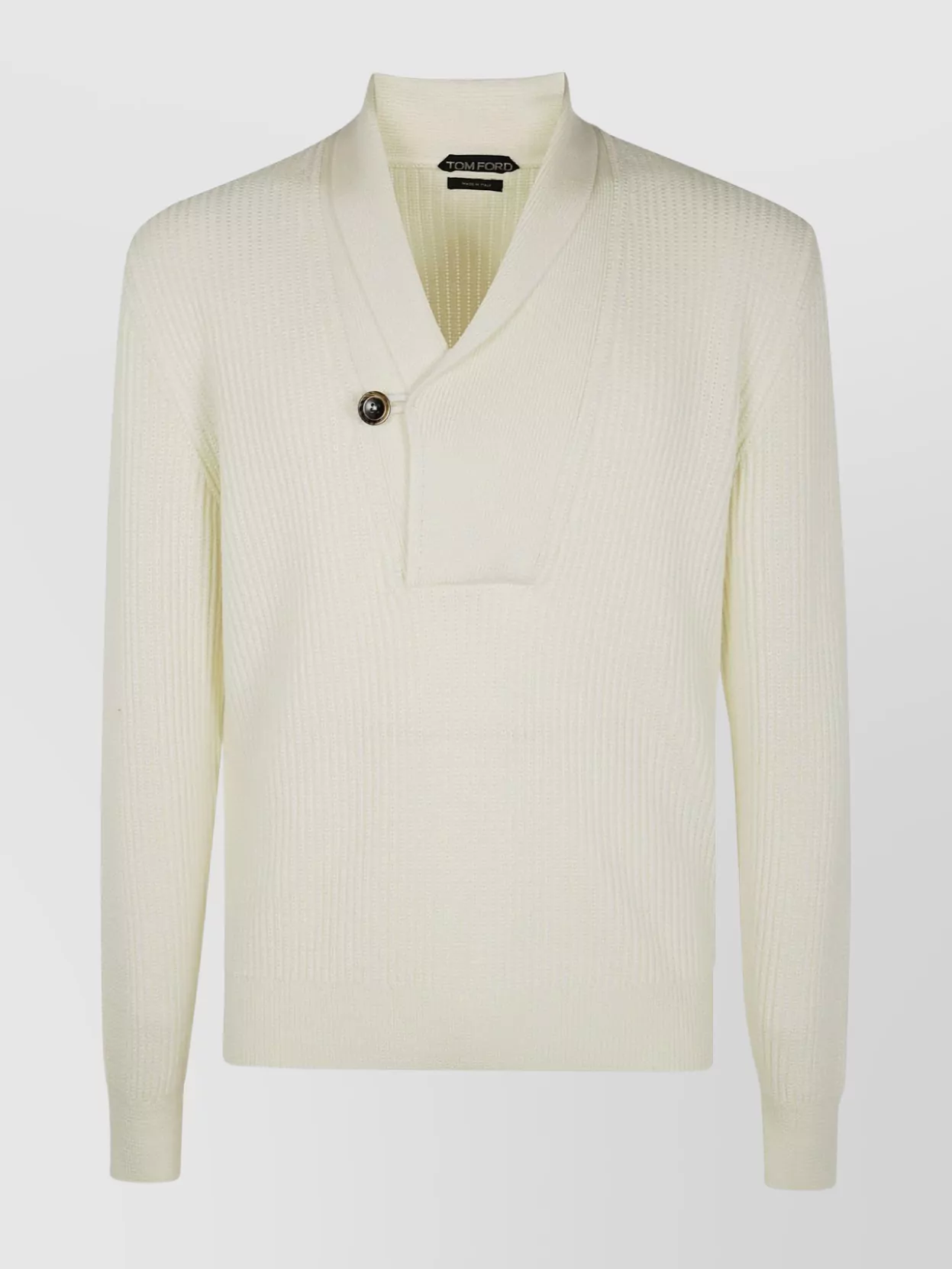 Tom Ford Knitwear With Shawl Collar And Button Detail In Neutral