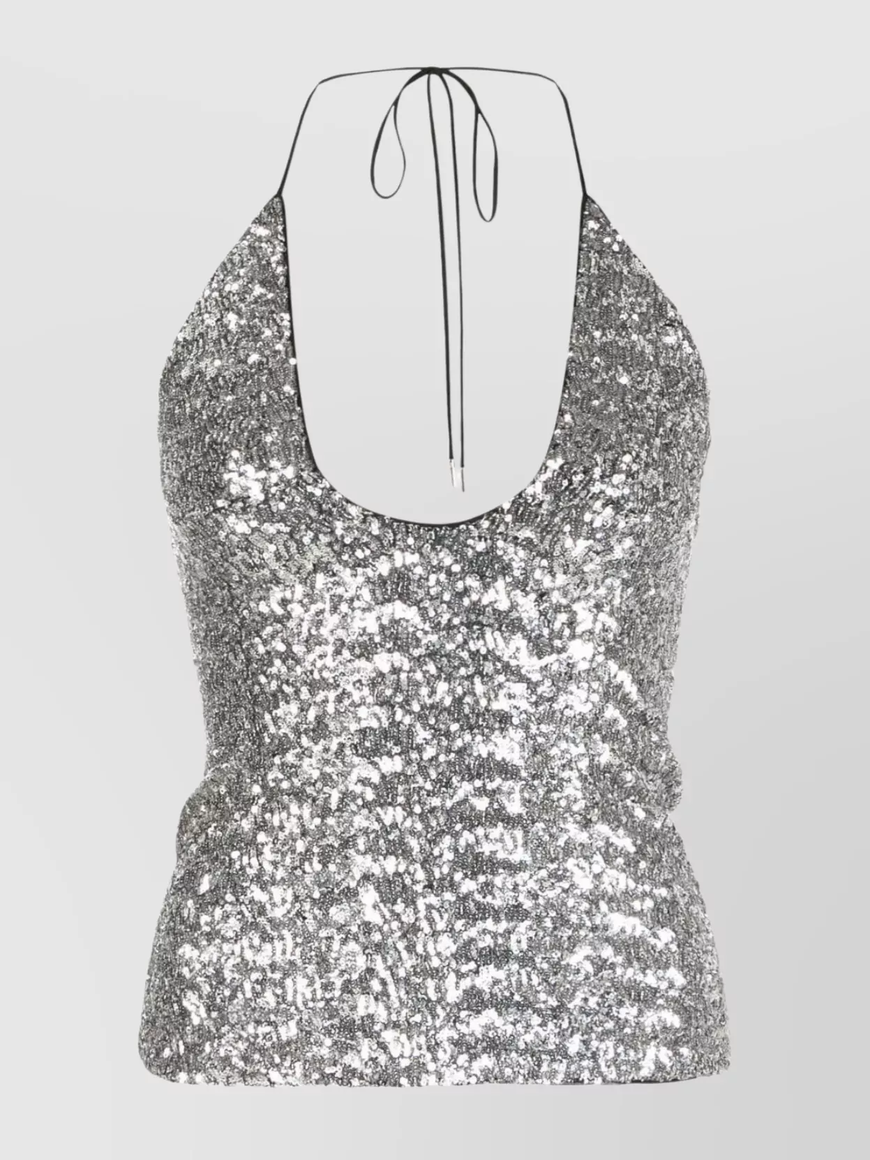 Shop Attico Sequin-embellished U-neck Sleeveless Top In Grey