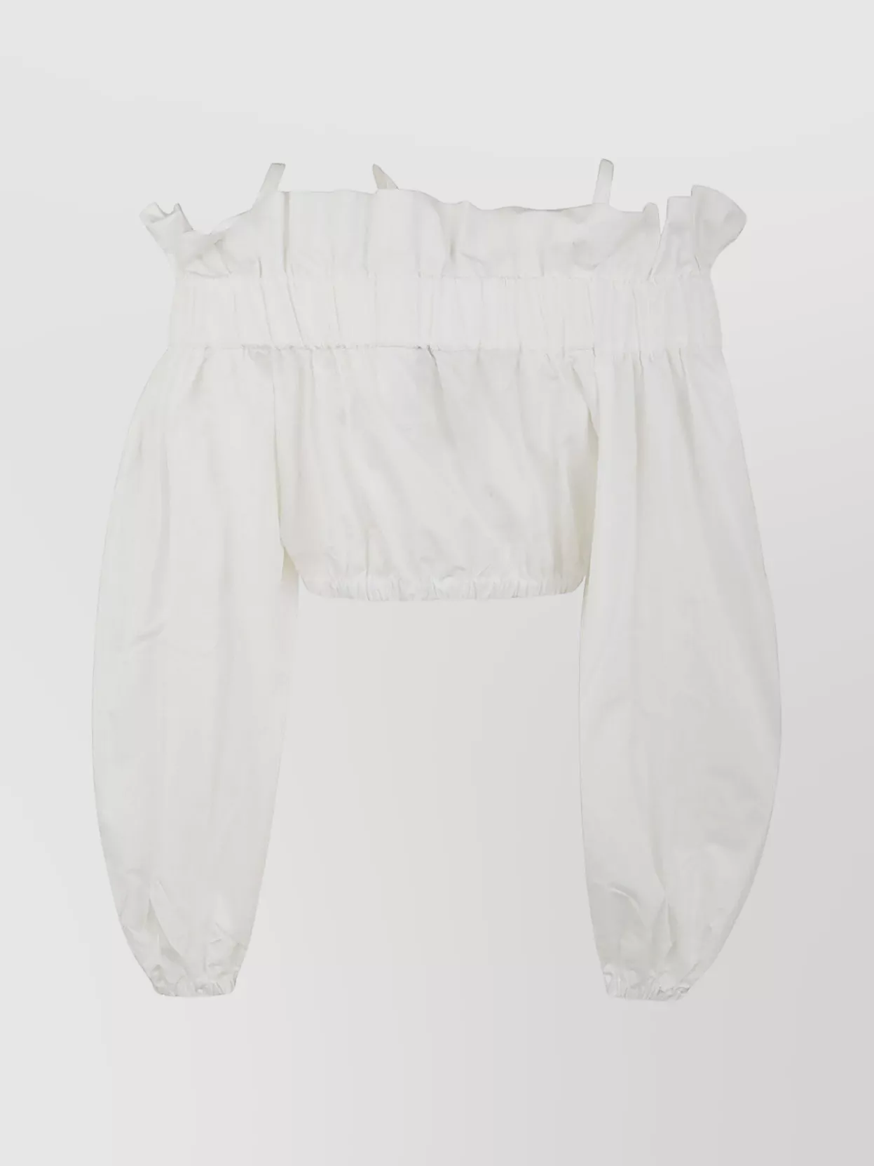 Patou Bow Detail Off-Shoulder Ruffled Top