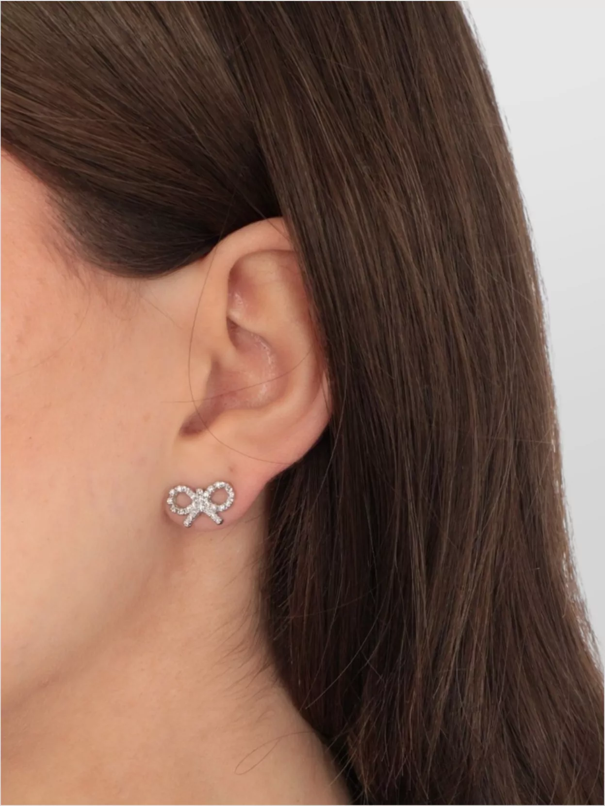 Self-portrait Bow Brass Crystal Stud Earrings