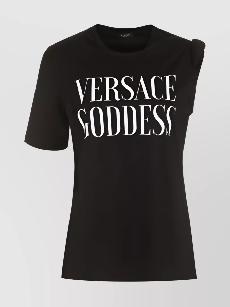 Versace Slogan-print T-shirt In Black