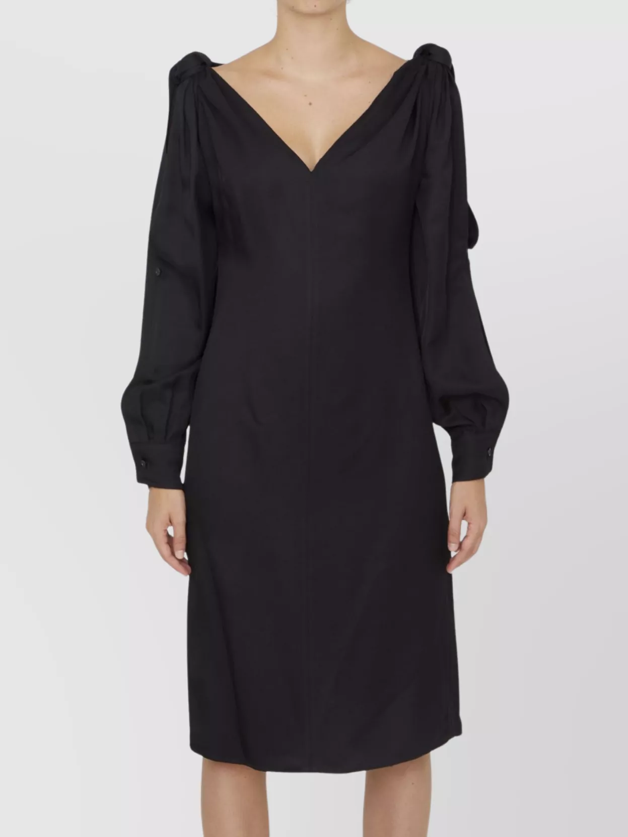 Bottega Veneta Viscose Midi Dress Knotted Shoulders