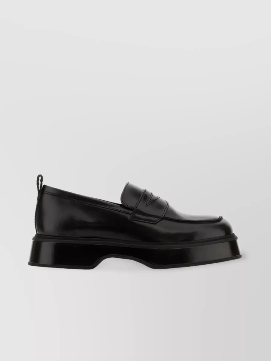 Shop Ami Alexandre Mattiussi Squared Toe Chunky Sole Loafers In Black