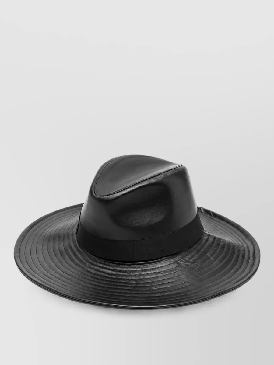Borsalino Leather wide brim hat