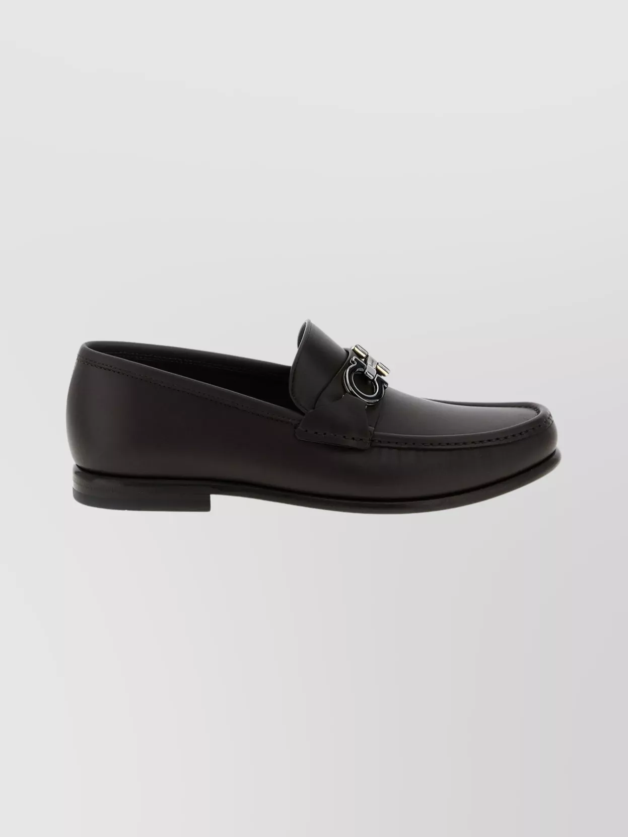 Ferragamo Round Toe Loafers Featuring Metallic Buckle