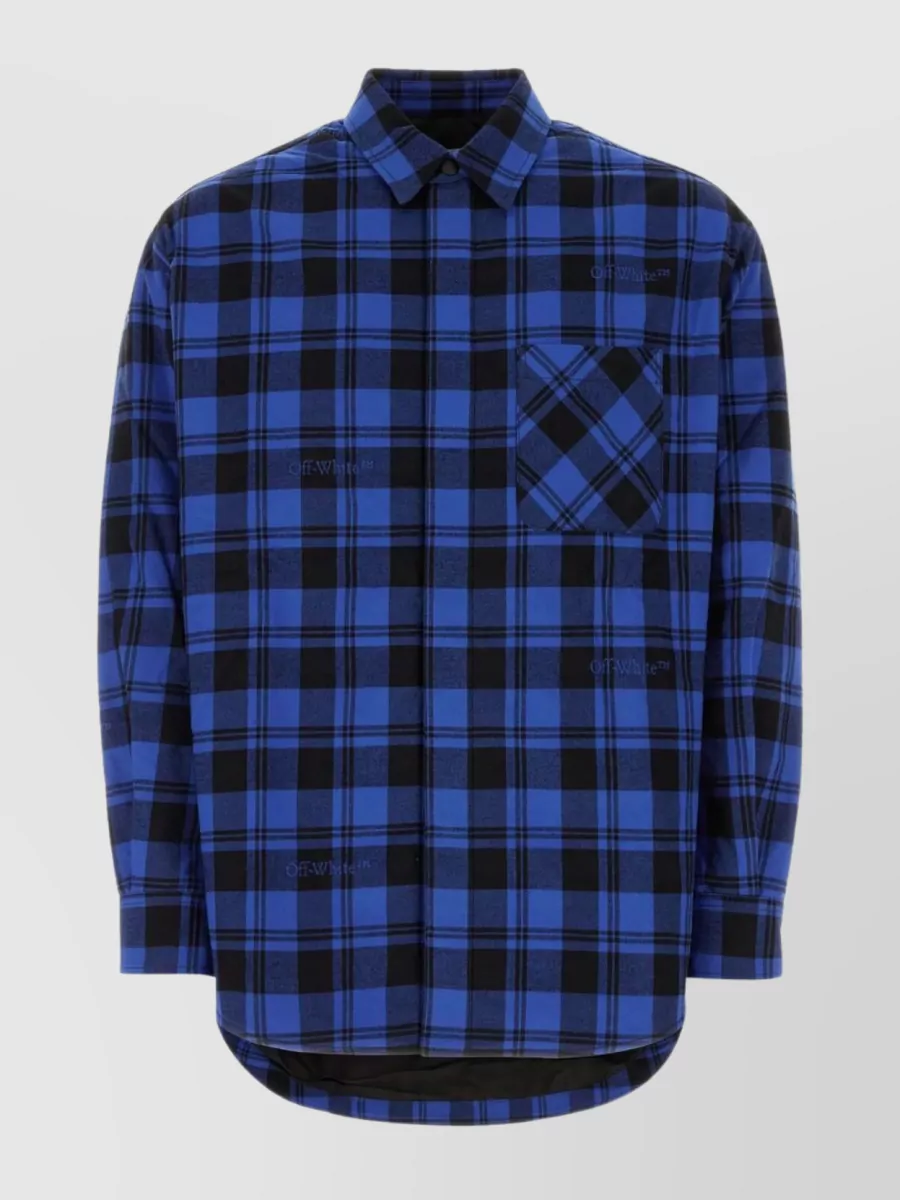 Shop Off-white Oversize Printed Cotton Shirt In Blue