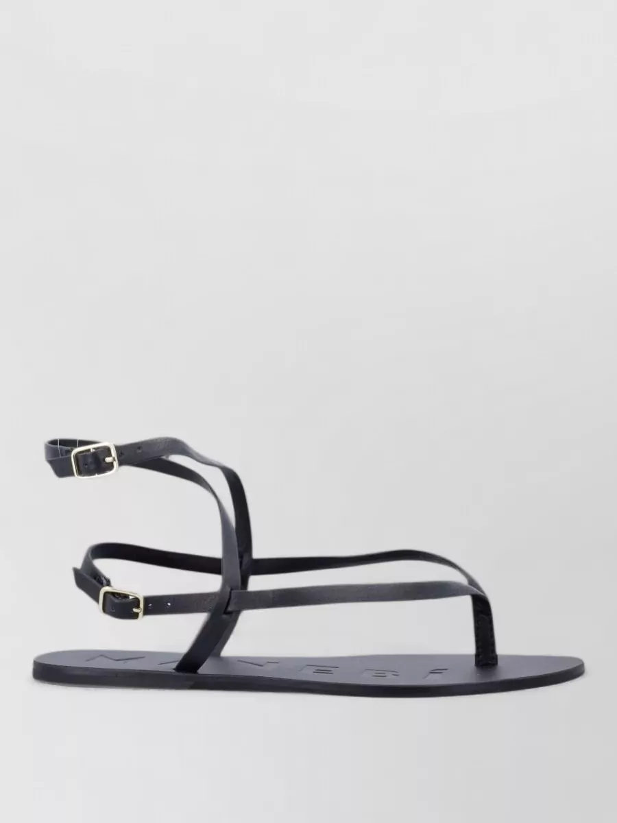 Manebi leather crossover thong sandals