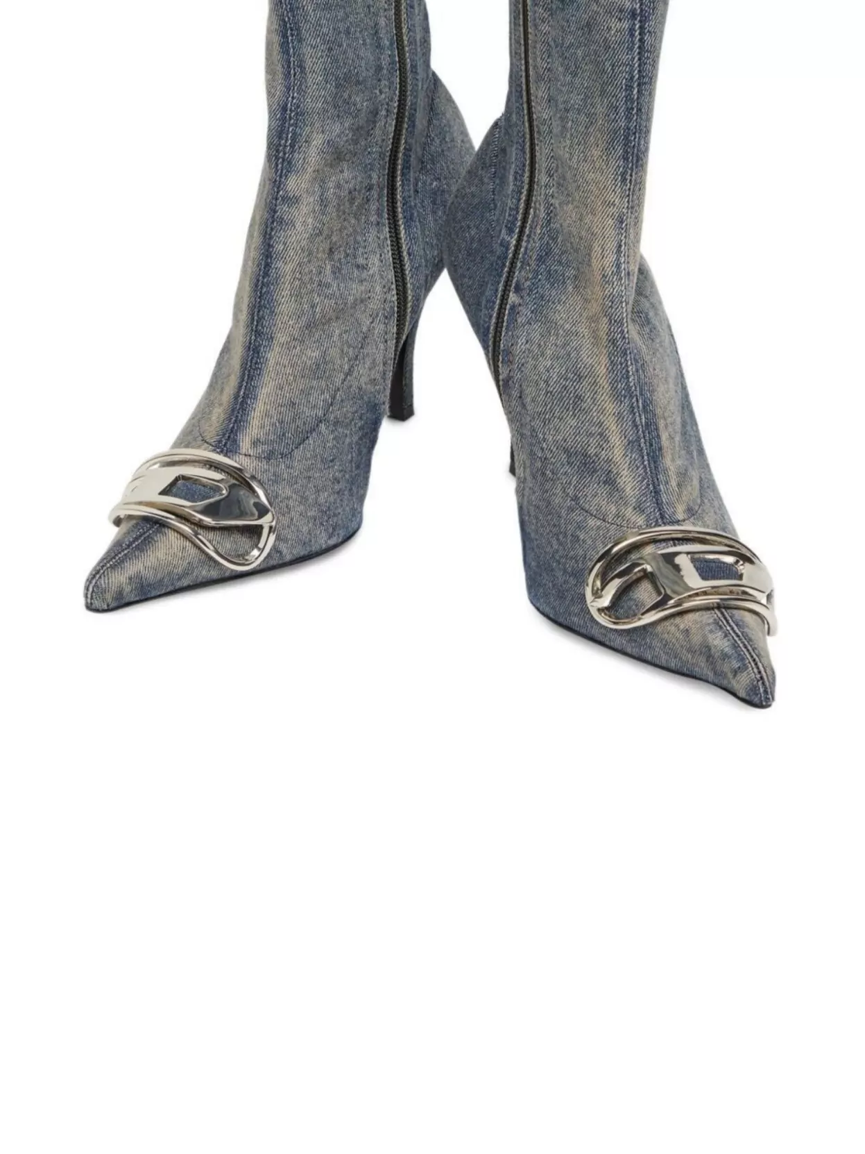 Diesel Sculpted Heel Knee-high Metallic Pointed Stiletto