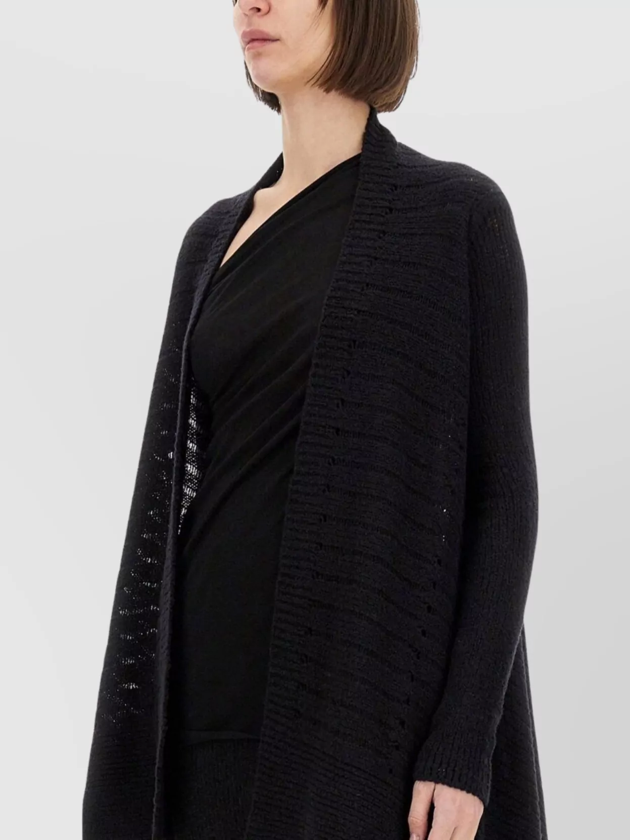 Rick Owens Draped Hem Knit Cardigan In Black