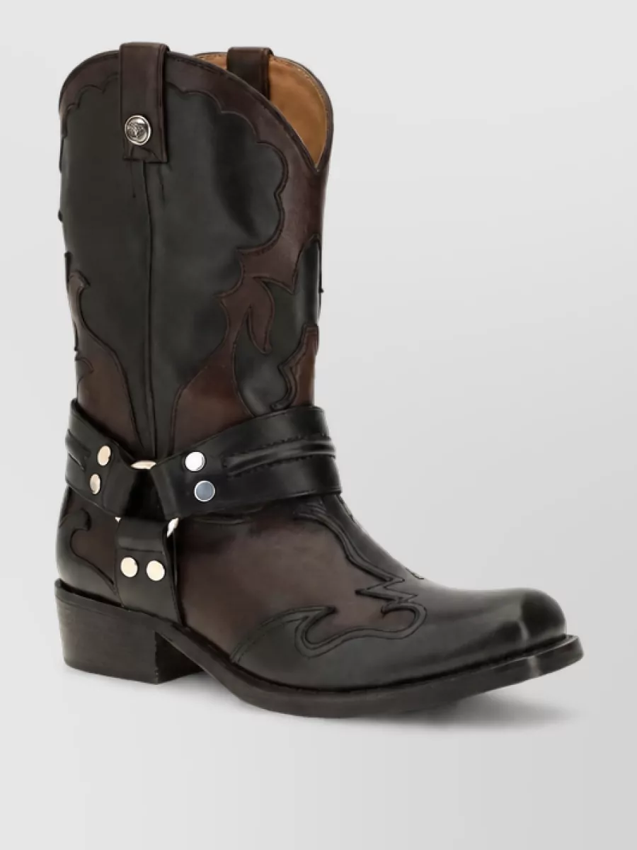 Versace leather ankle cowboy boots