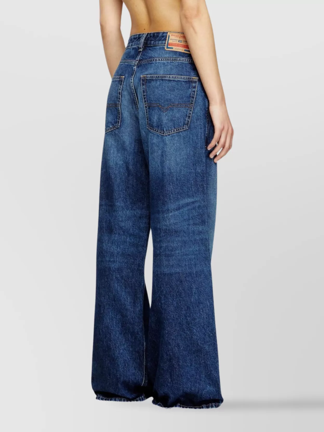 Diesel 'd-sire 1996' Blue Jeans With Wide Leg And Logo Patch On The Rear
