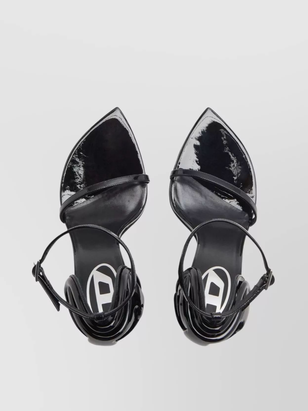 Diesel Glossy Pointed Toe Heel Sandals