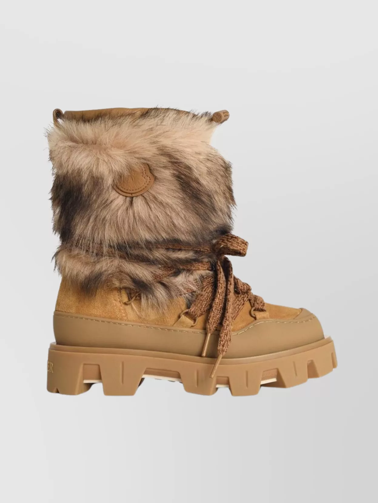 Moncler Suede Boots With Chunky Sole And Shearling