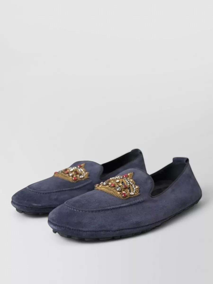 Dolce&Gabbana Leather Crystal Embellished Loafers