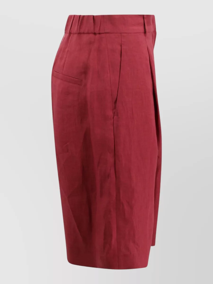 S Max Mara Linen High-Rise Wide-Leg Bermuda Shorts