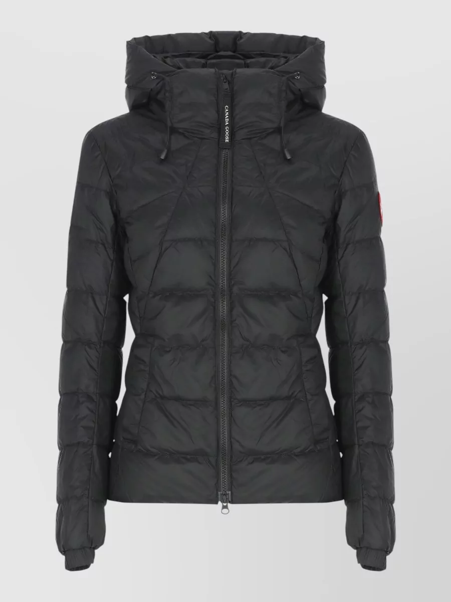 Canada Goose Quilted Hooded Jacket Elastic Cuffs Pockets In Black