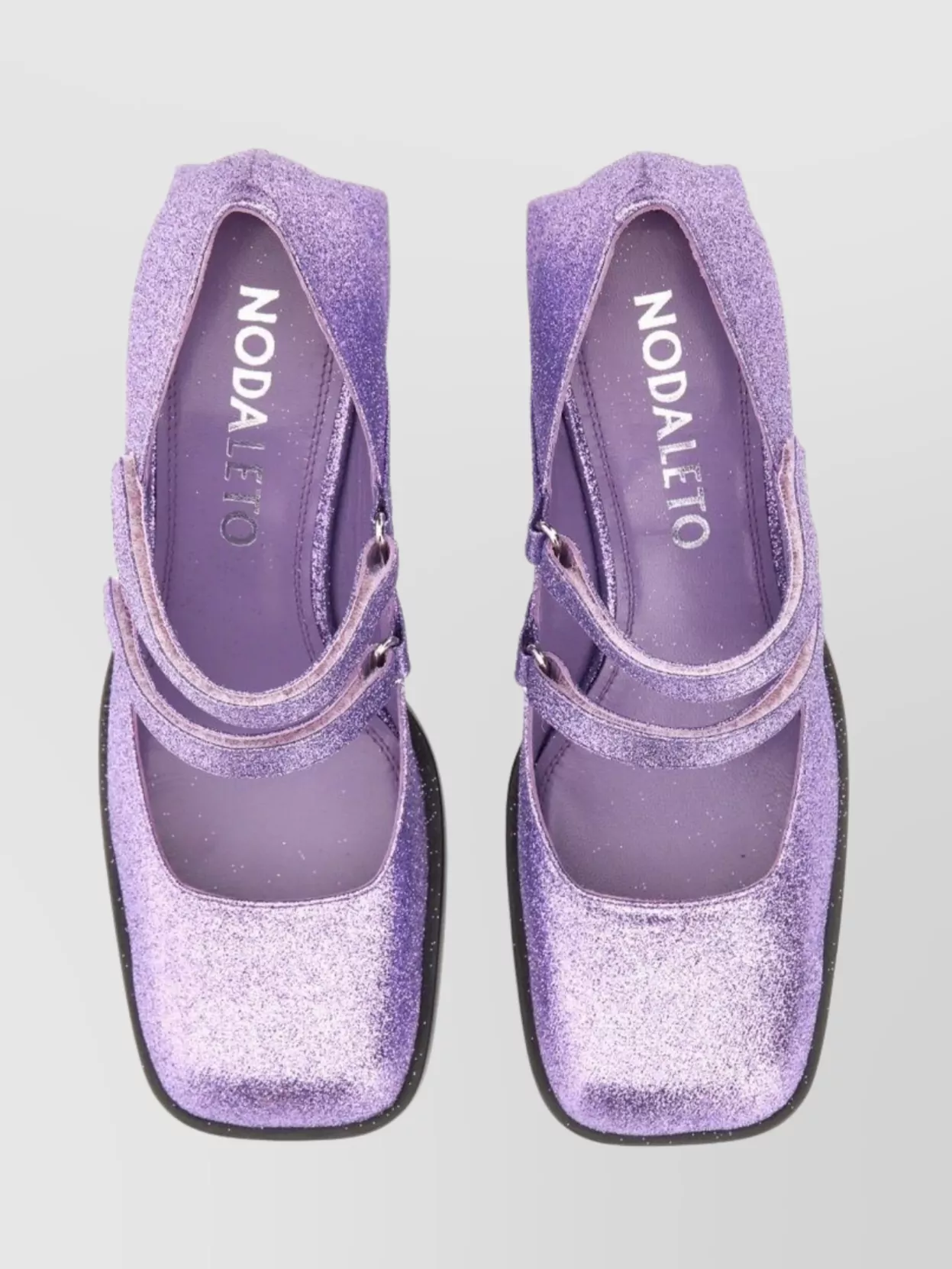 Nodaleto Glitter Double Strap Sandals With Block Heel
