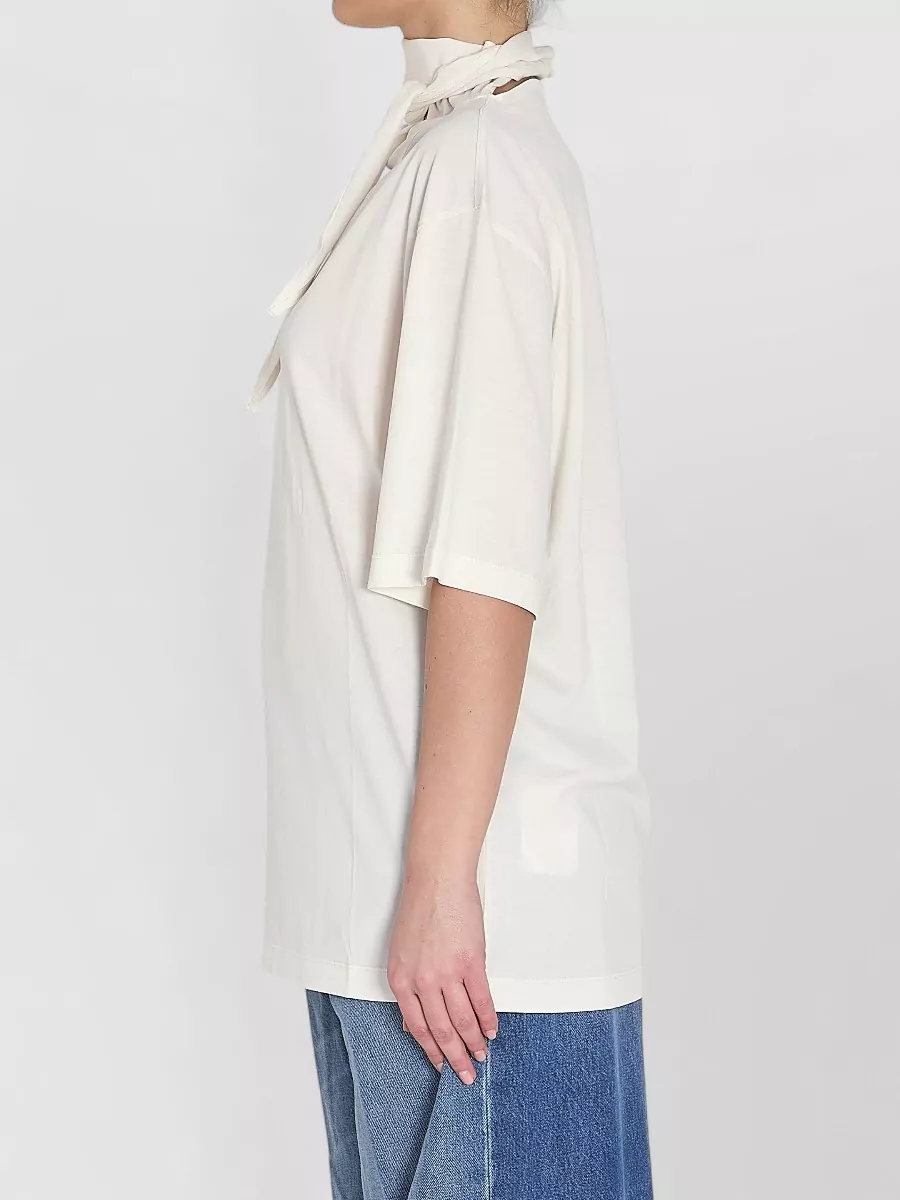 Lemaire Scarf Neck Oversized Cotton T Shirt