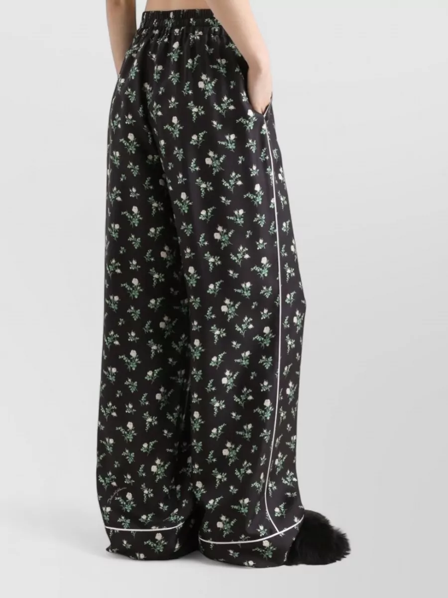 Dolce&Gabbana Printed Silk Wide-Leg Trousers
