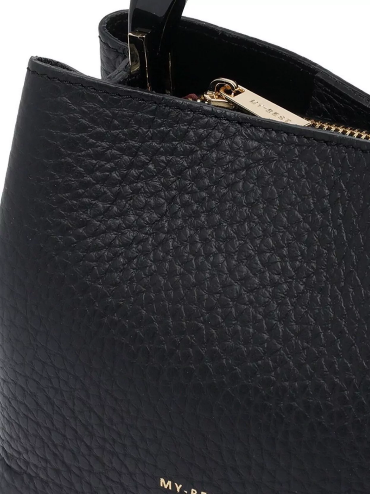 My Best Bag Firenze Textured Leather Shoulder Bag With Gold Hardware