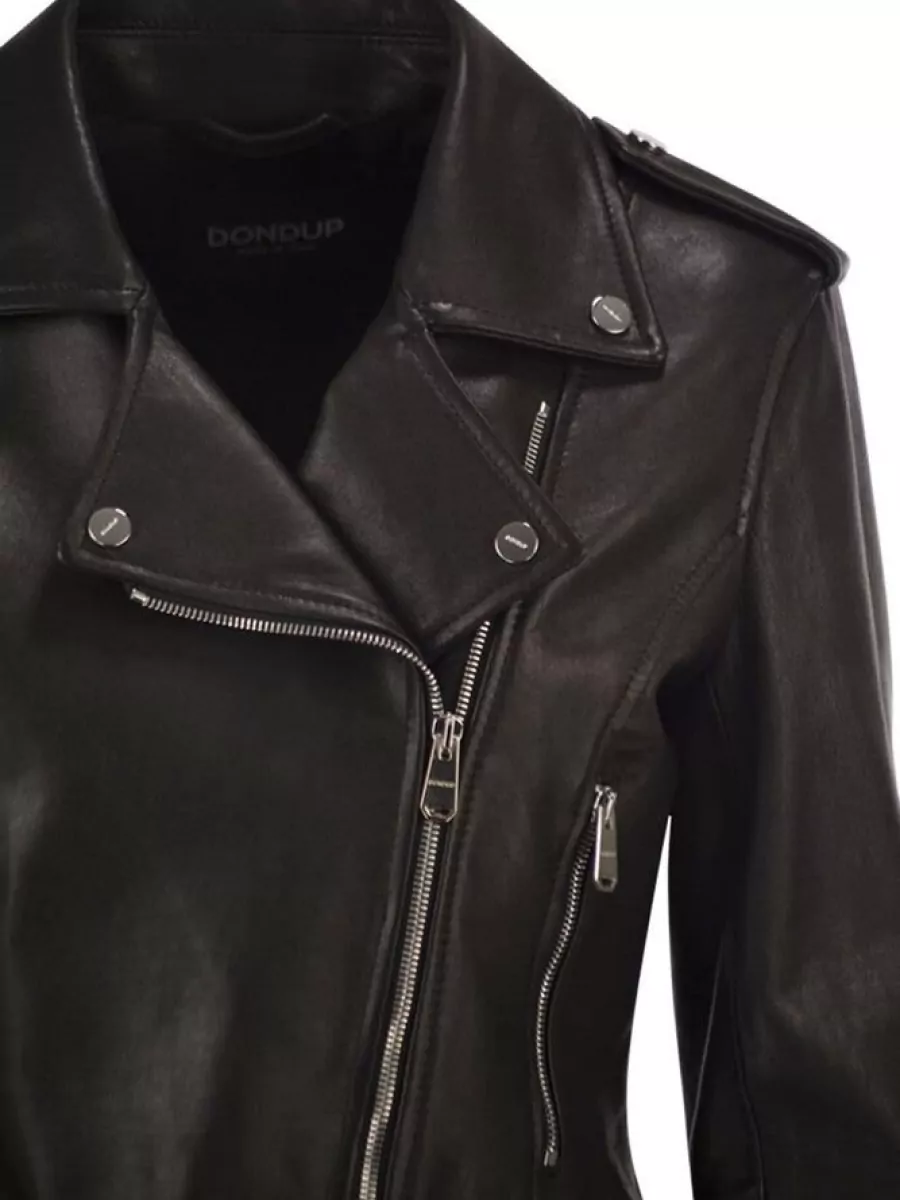 Dondup Lamb Leather Asymmetric Biker Jacket