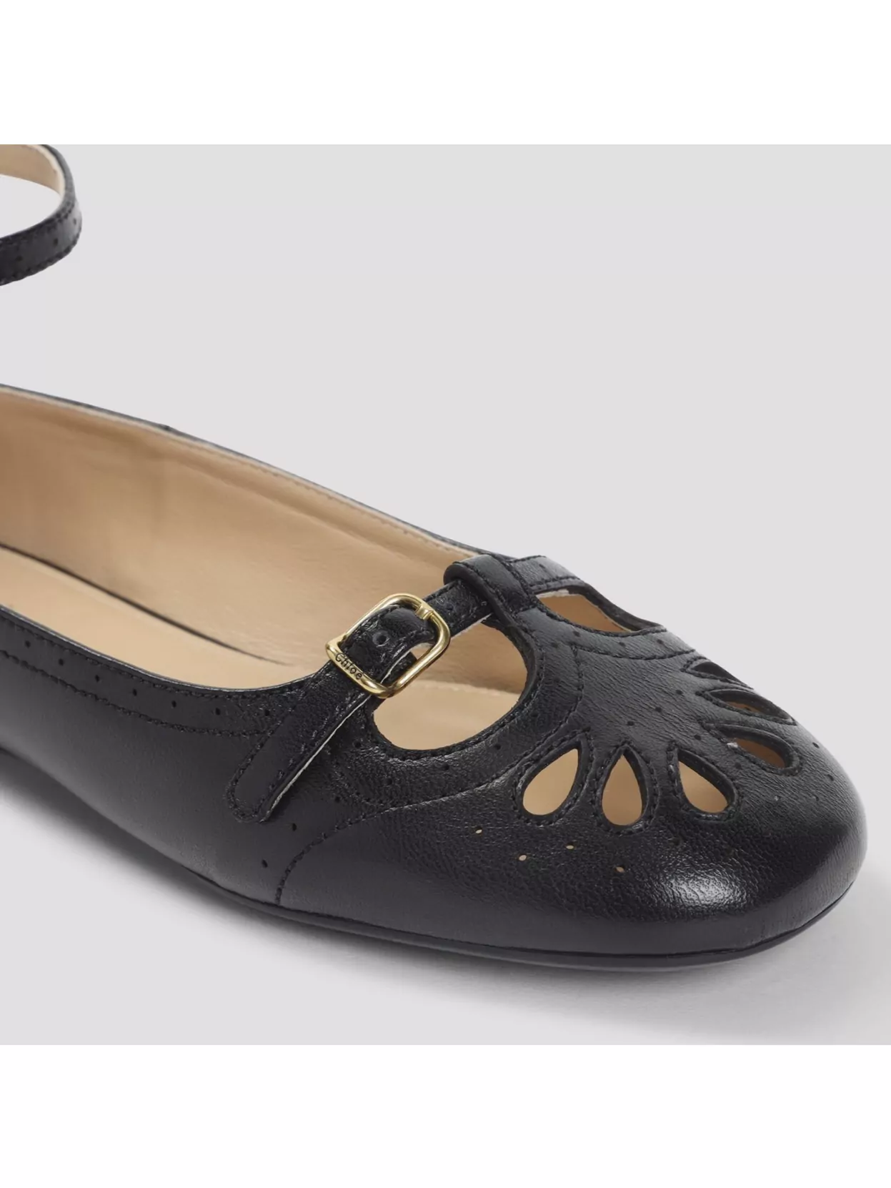 Chloé Misty Laser-cut Leather Ballet Flats In Black