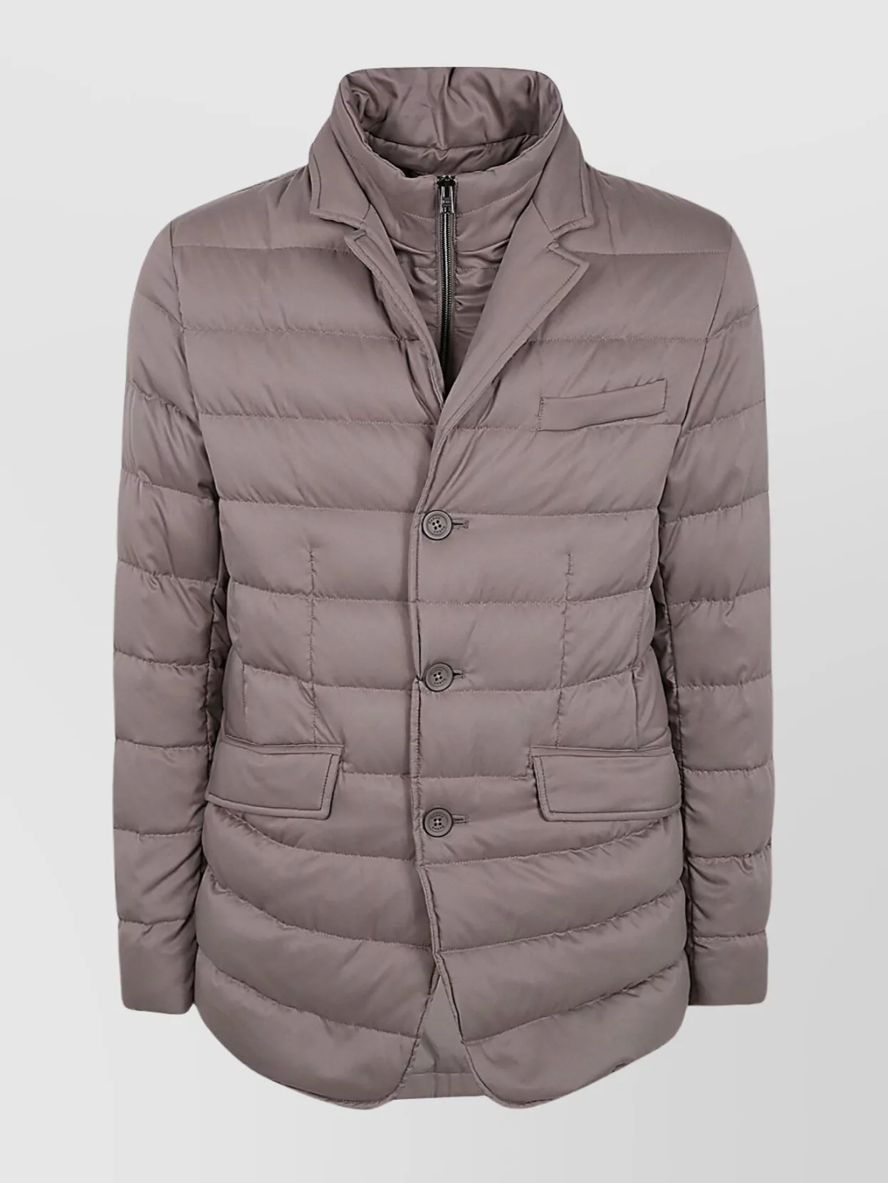 Herno Padded Jacket With Notched Lapel And Quilted Design In Brown