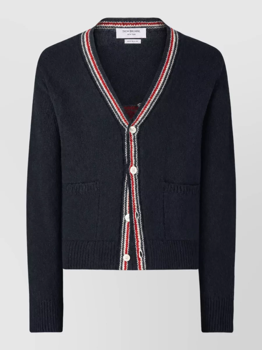 Thom Browne ribbed v-neck cardigan
