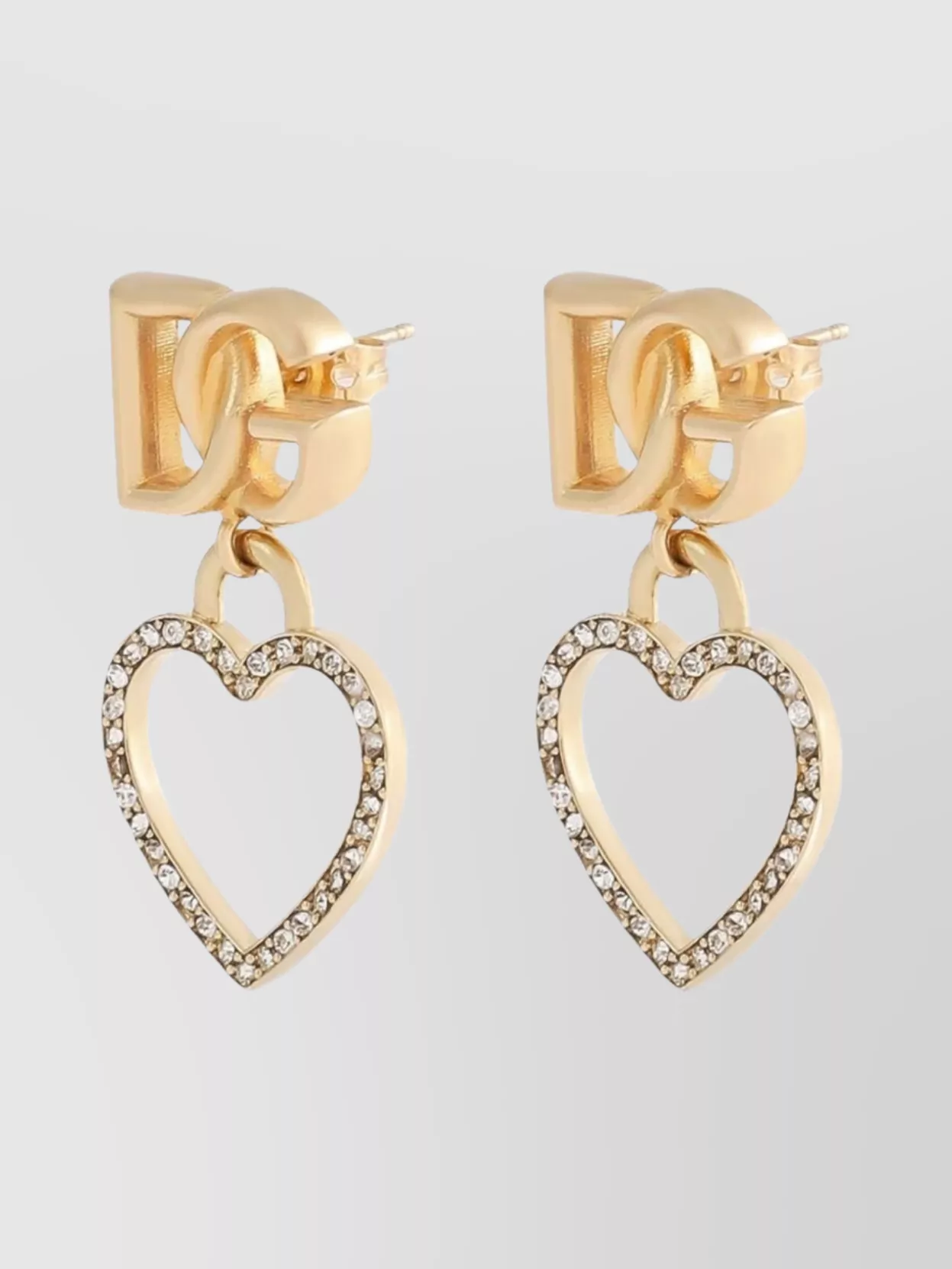 Dolce&Gabbana Heart And Dg Logo Crystal Stud Earrings