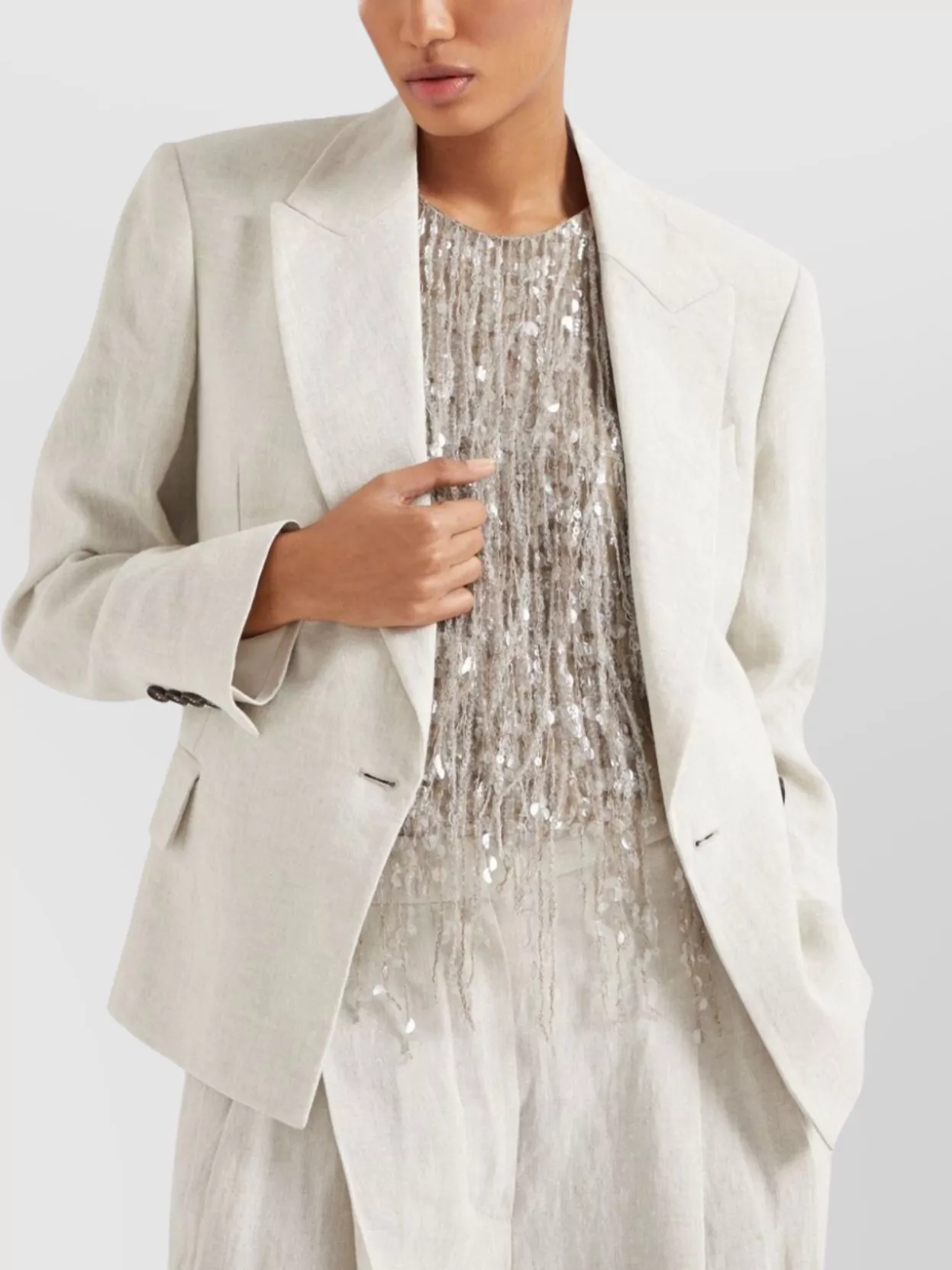 Brunello Cucinelli Embellished Jewellery Blazer Long Sleeves