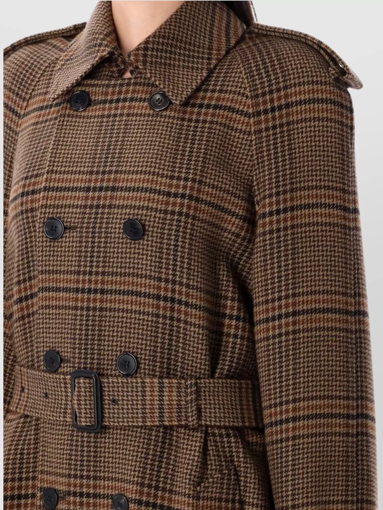 Saint Laurent Prince Of Wales Wool Trench Coat