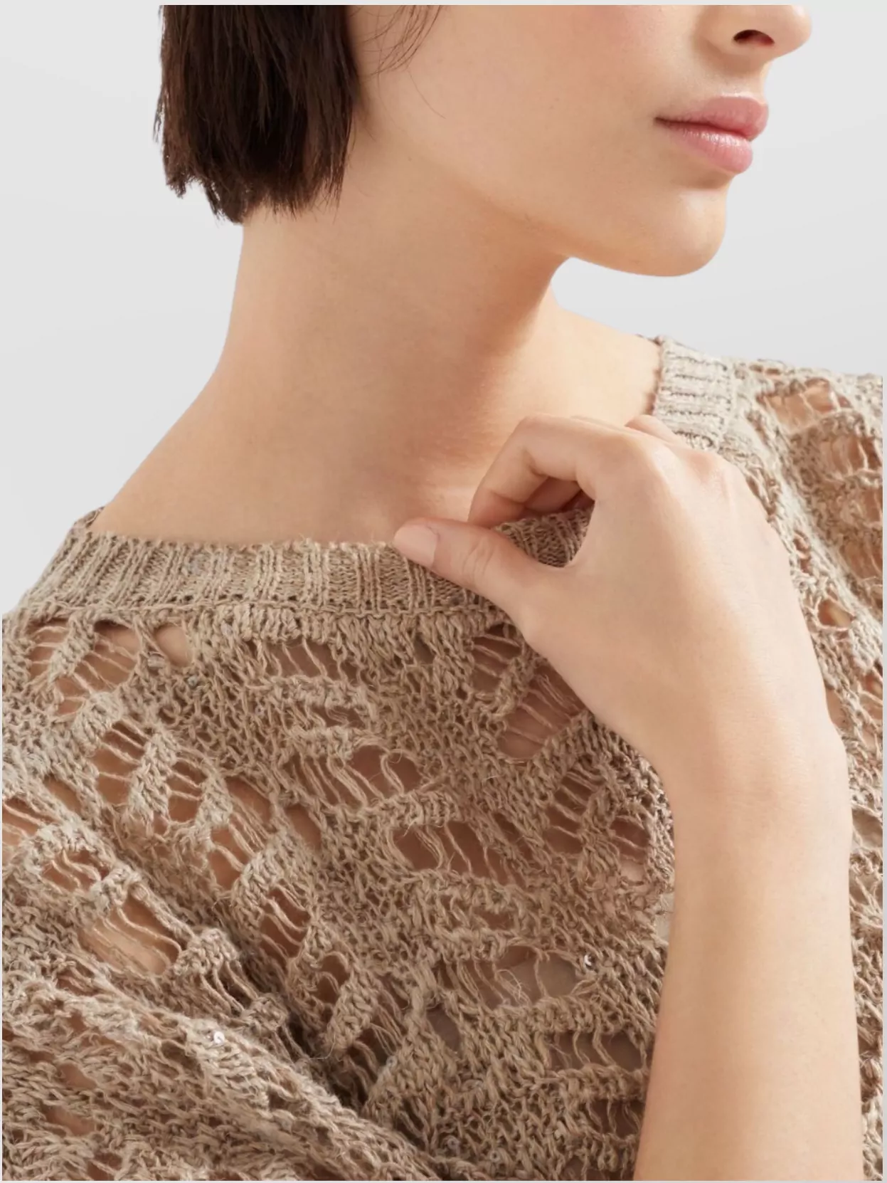Brunello Cucinelli Boat-Neck Linen Blend Sweater With Asymmetric Hem