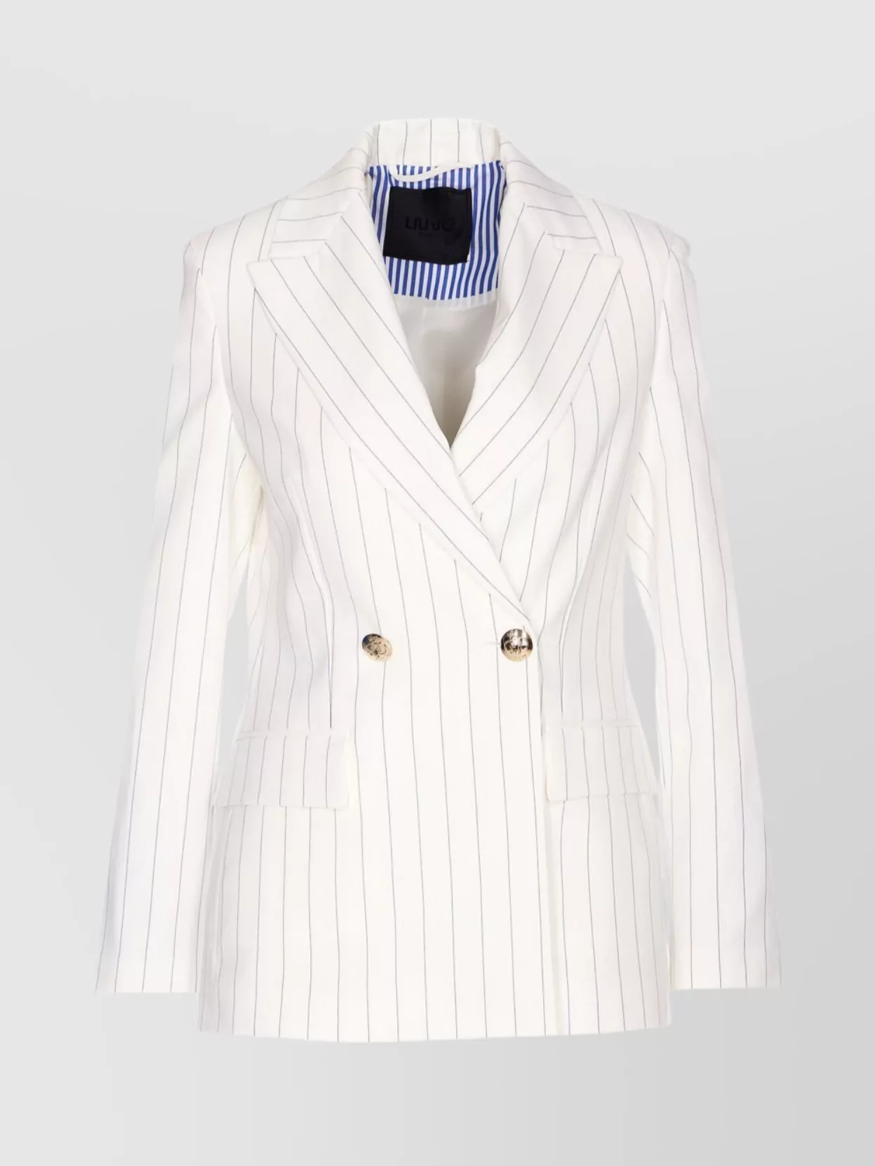 LIU •JO BUTTON DETAILING STRIPED PATTERN BLAZER