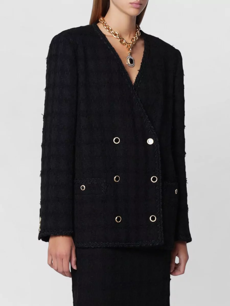 Alessandra Rich checked bouclé tweed double-breasted blazer