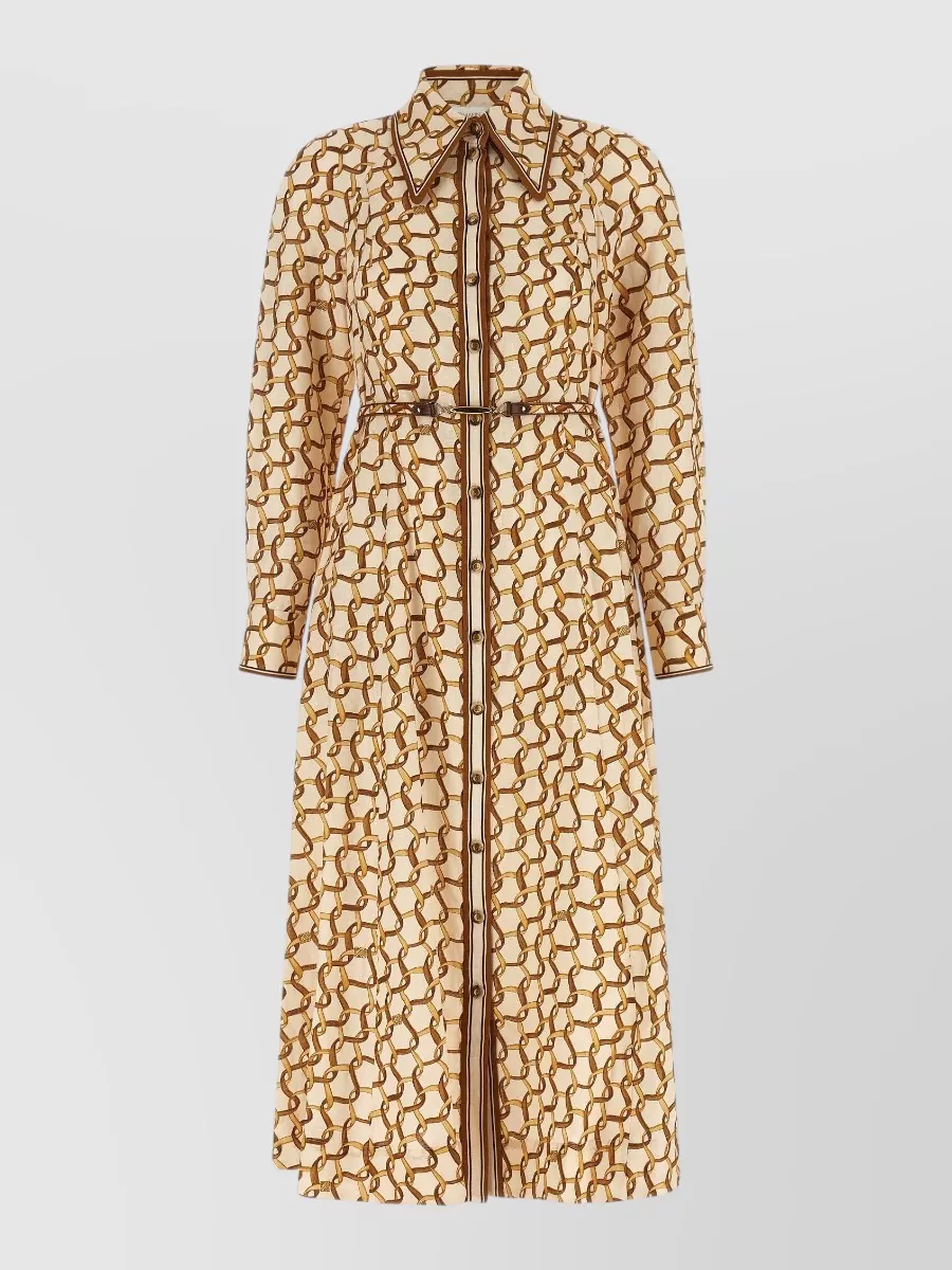 Zimmermann Printed belted midi shirt dress