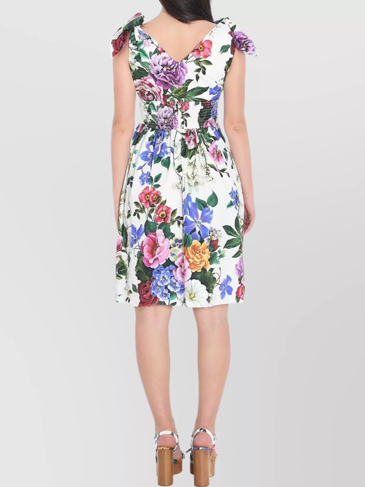 Dolce & Gabbana Floral Knot Midi Dress In Multi