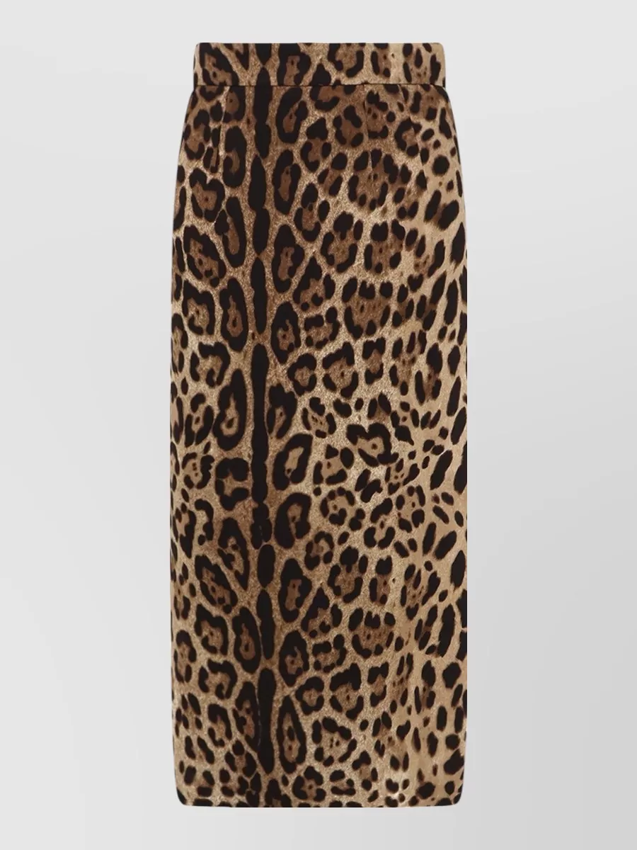 Dolce & Gabbana Stretch Viscose Skirt Animal Pattern Longuette In Brown