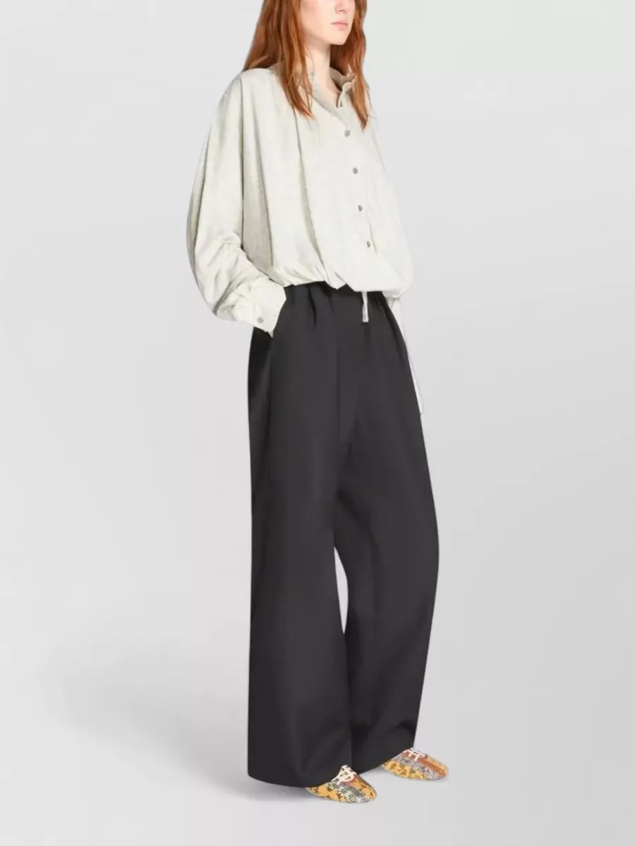Dries Van Noten Wool Pleated Wide-Leg Trousers