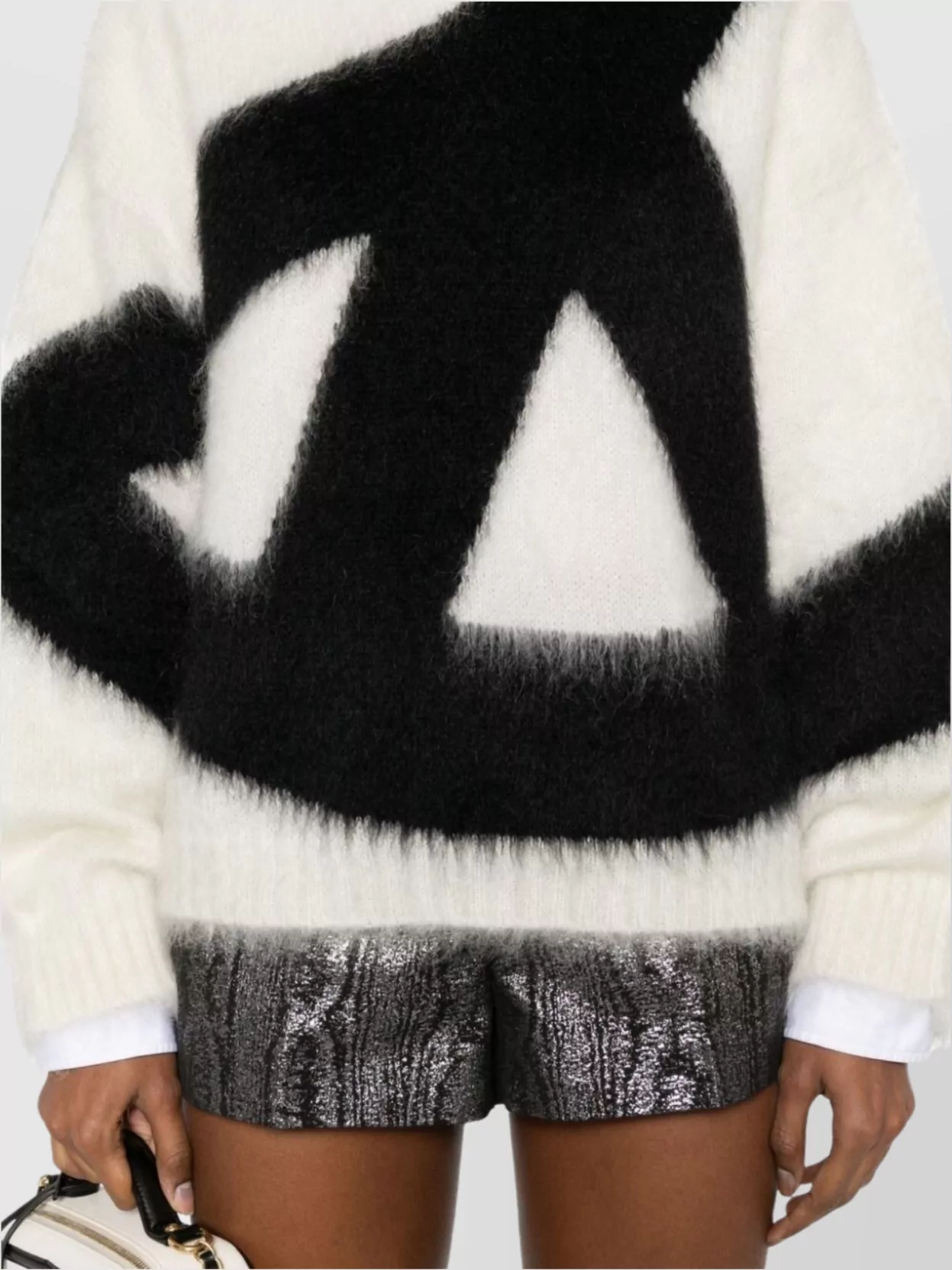 Moschino Peace Motif V-Neck Knitwear With Brushed Effect