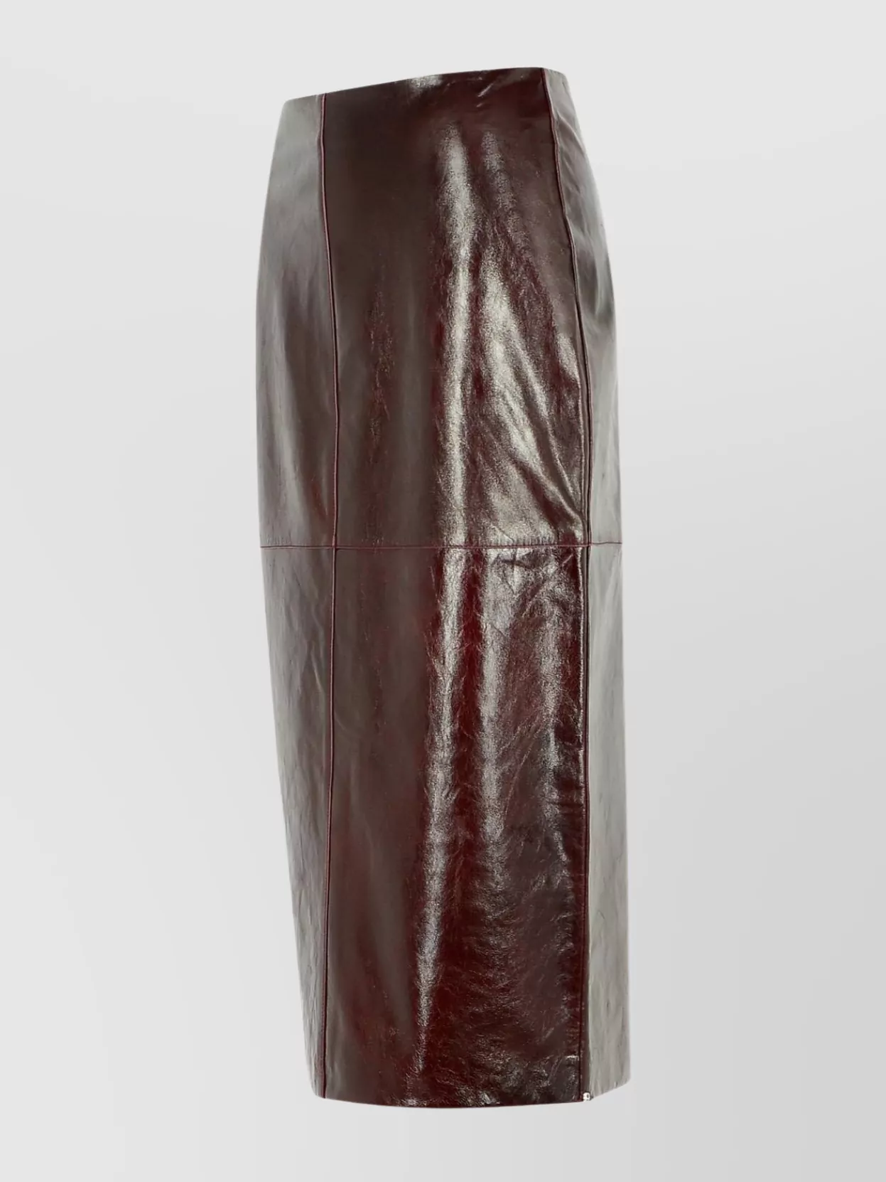 Sportmax High Waist Long Leather Skirt With Seam