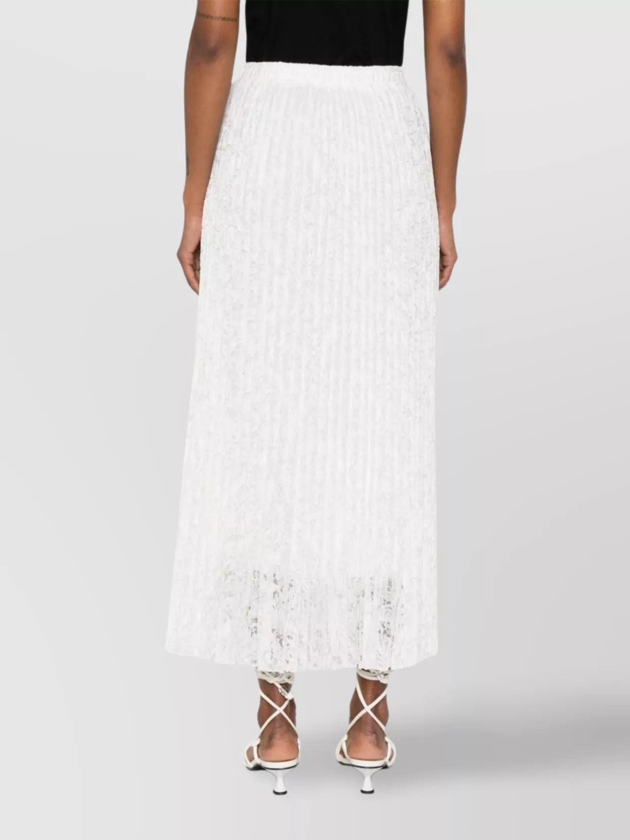 Ermanno Scervino Pleated High Waist Lace Skirt