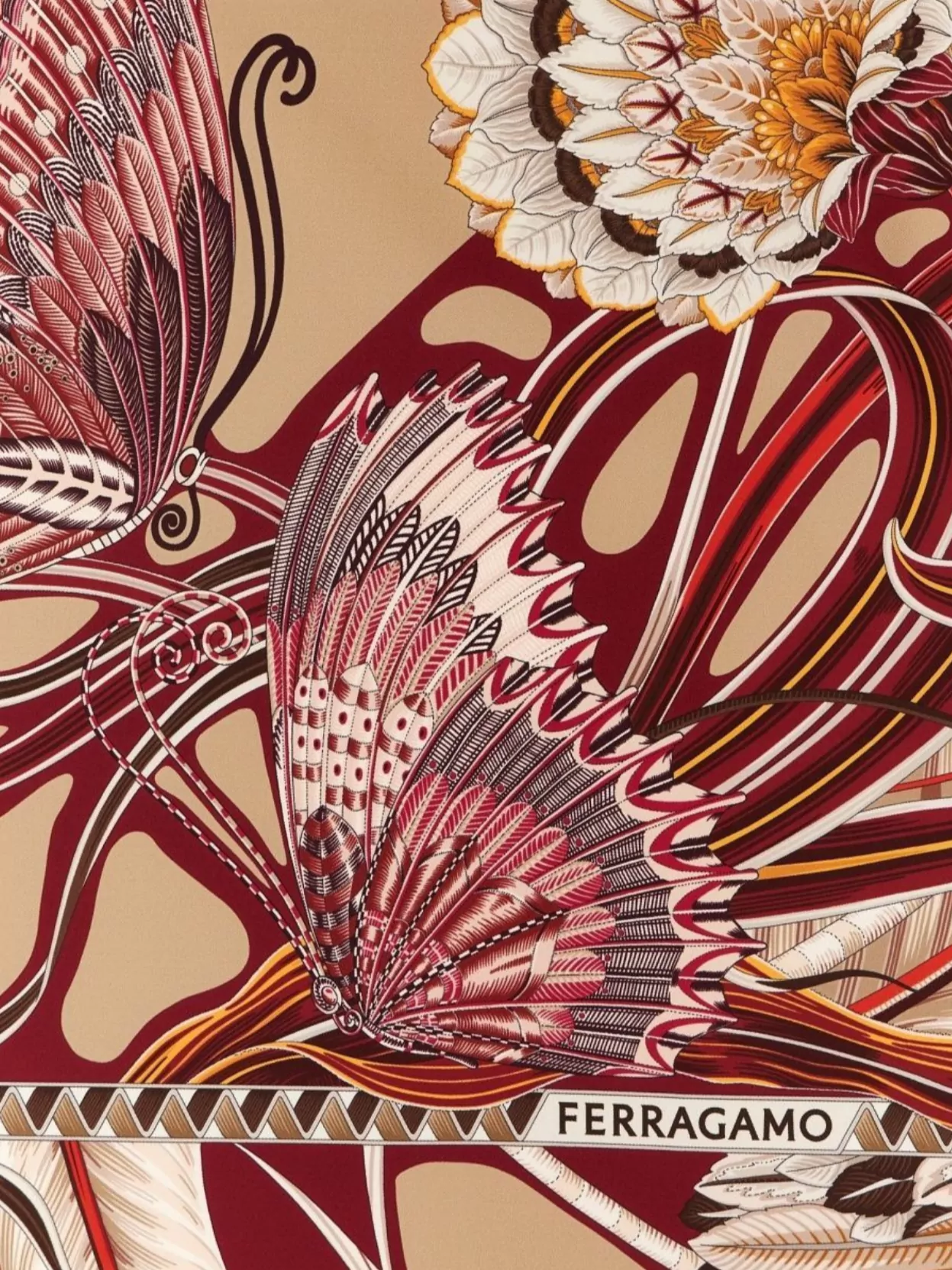 Ferragamo Square Floral Print Scarf Giada Collection