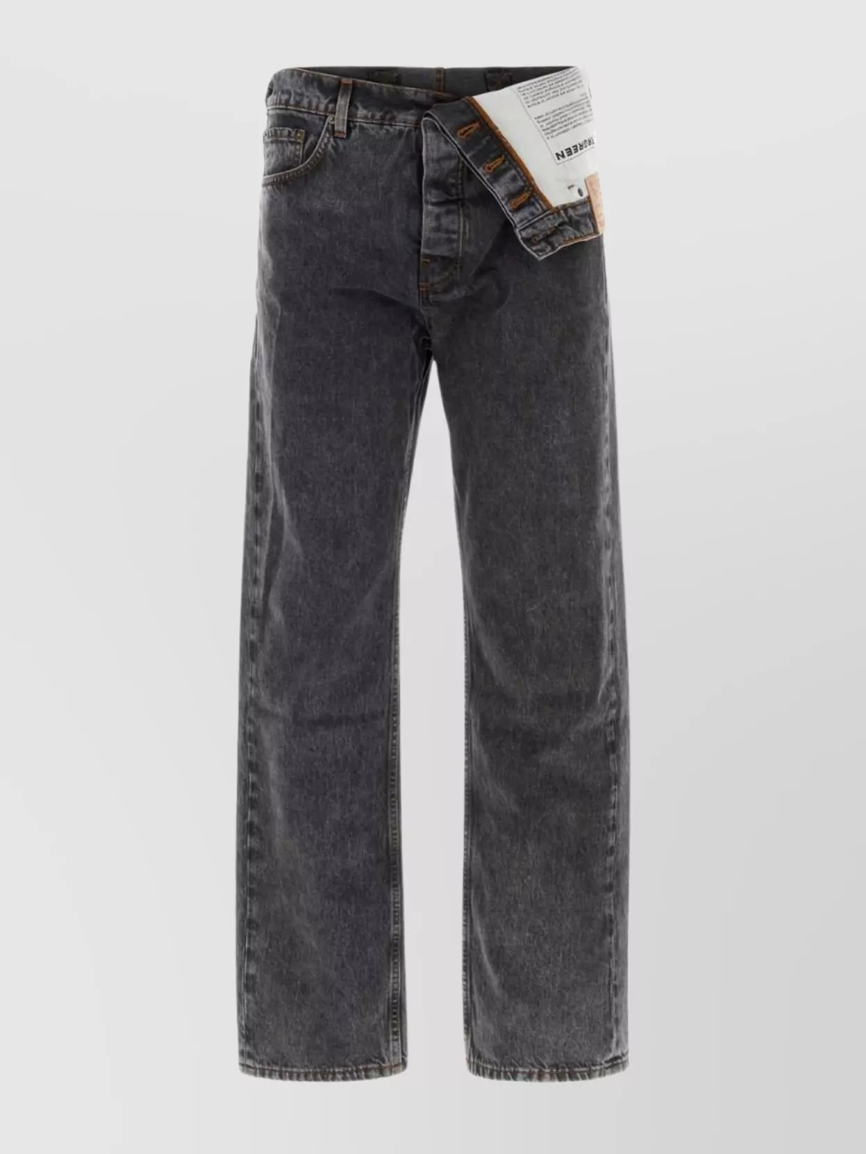 Y/PROJECT WIDE LEG DENIM TROUSERS WITH CONTRAST STITCHING